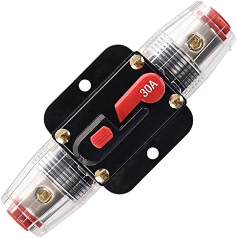 ANJOSHI Fuse Holders 30amp Inline Circuit Breaker 20-300A for Car Audio and Amps Overload Protection Reset Fuse Inverter 12V-24V DC Replace Fuses - Image 1